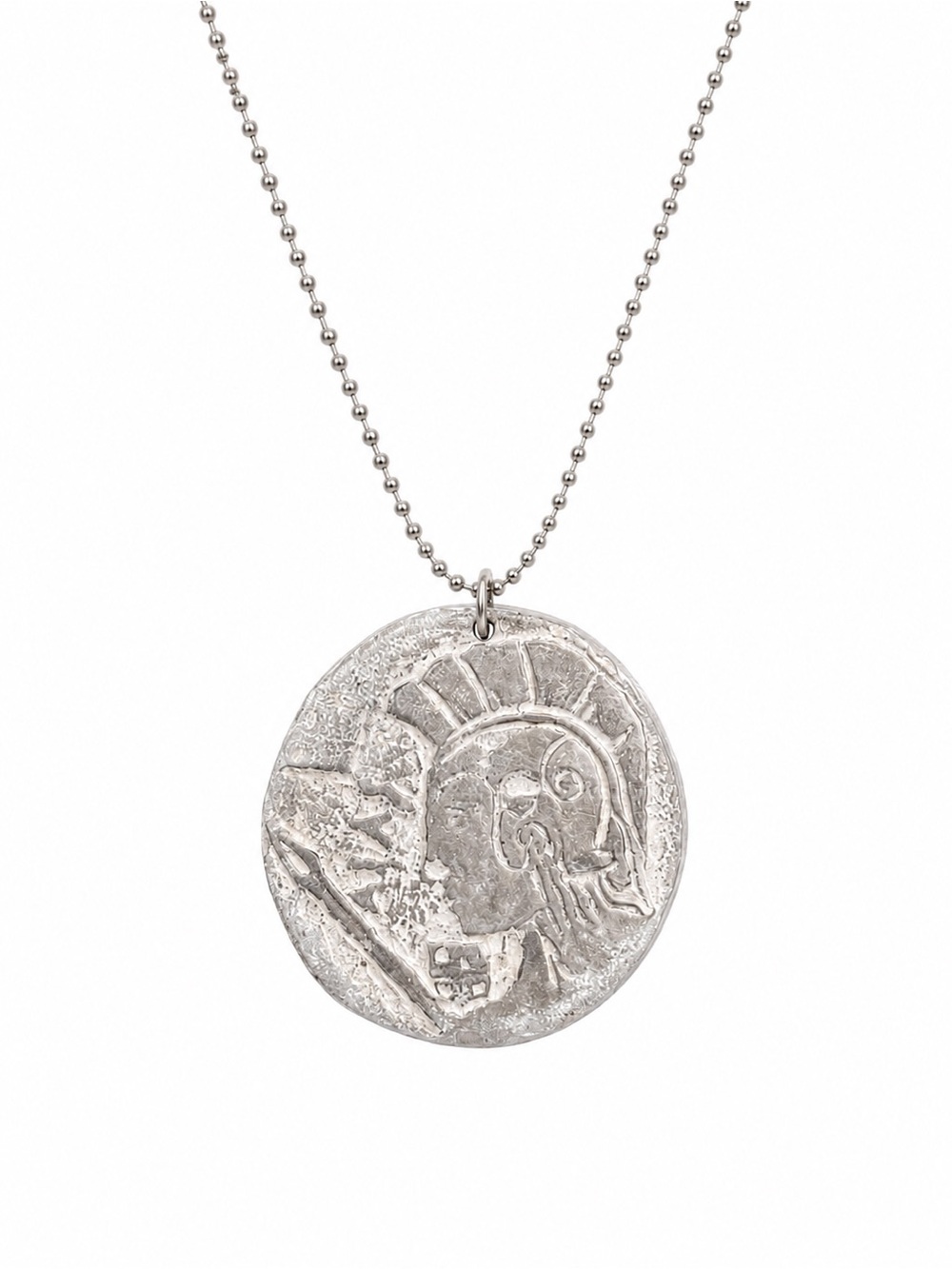 Handmade Greek Warrior Medallion Necklace Spartan Ceramic Pendant Mythology